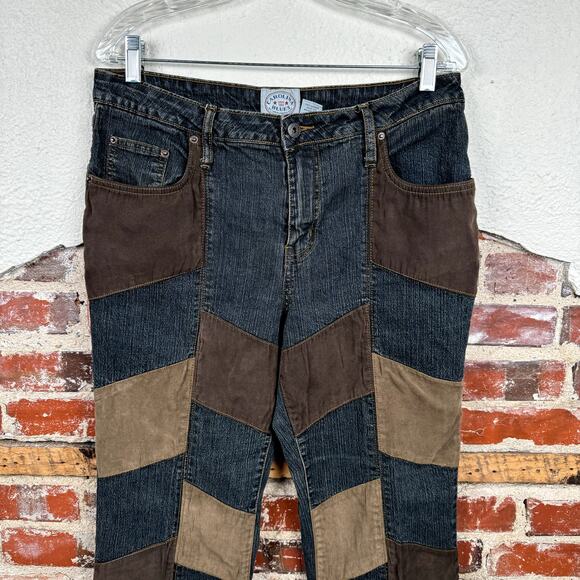 Vintage Carolina Blues Jeans Sz 34 Dark Wash Straight Leg Mid Rise Patchwork Y2K - Picture 2 of 5